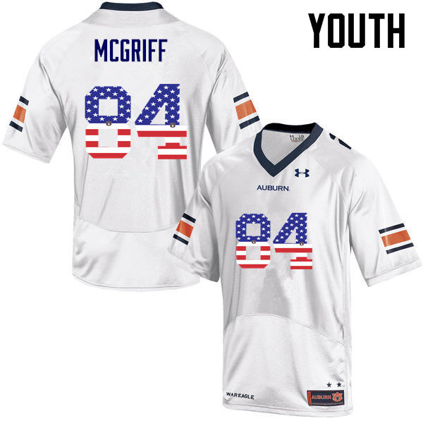 Youth #84 Jaylen McGriff Auburn Tigers USA Flag Fashion College Football Jerseys-White - Click Image to Close